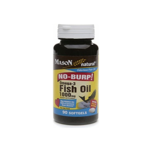 Mason Natural No Burp! Omega-3 Fish Oil, 1000Mg, Small Softgels - 90 Ea