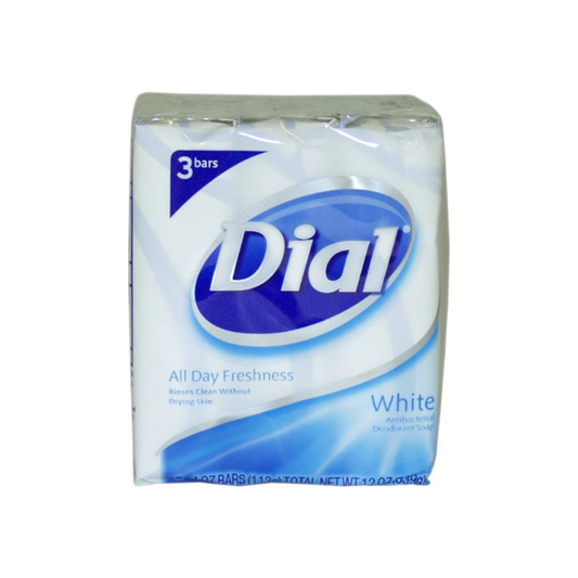 Dial Antibacterial Deodorant Bar Soap, 4 Oz Bars, White, 3 Ea