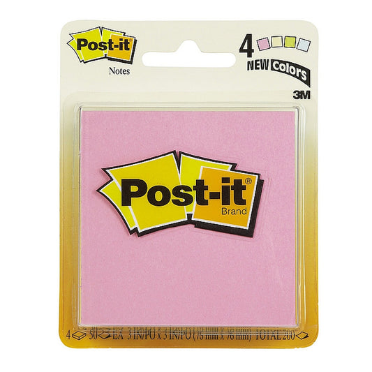 Post-It Notes, Assorted Colors 4 Ea