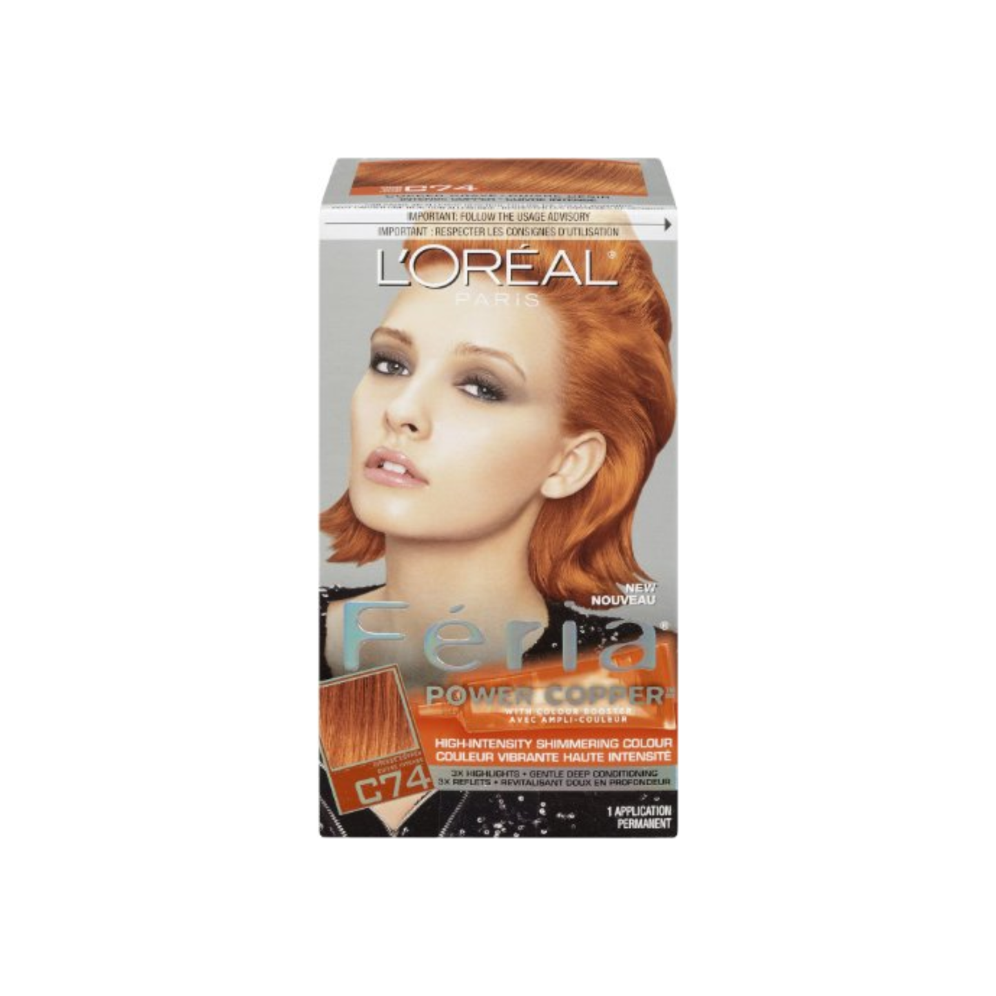 L'Oreal Paris Feria Power Copper High-Intensity Shimmering Colour, Intense Copper [C74] 1 Ea