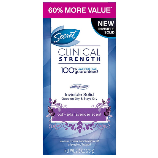 Secret Clinical Strength Invisible Solid Antiperspirant & Deodorant, Ooh-La-La Lavender 2.60 Oz