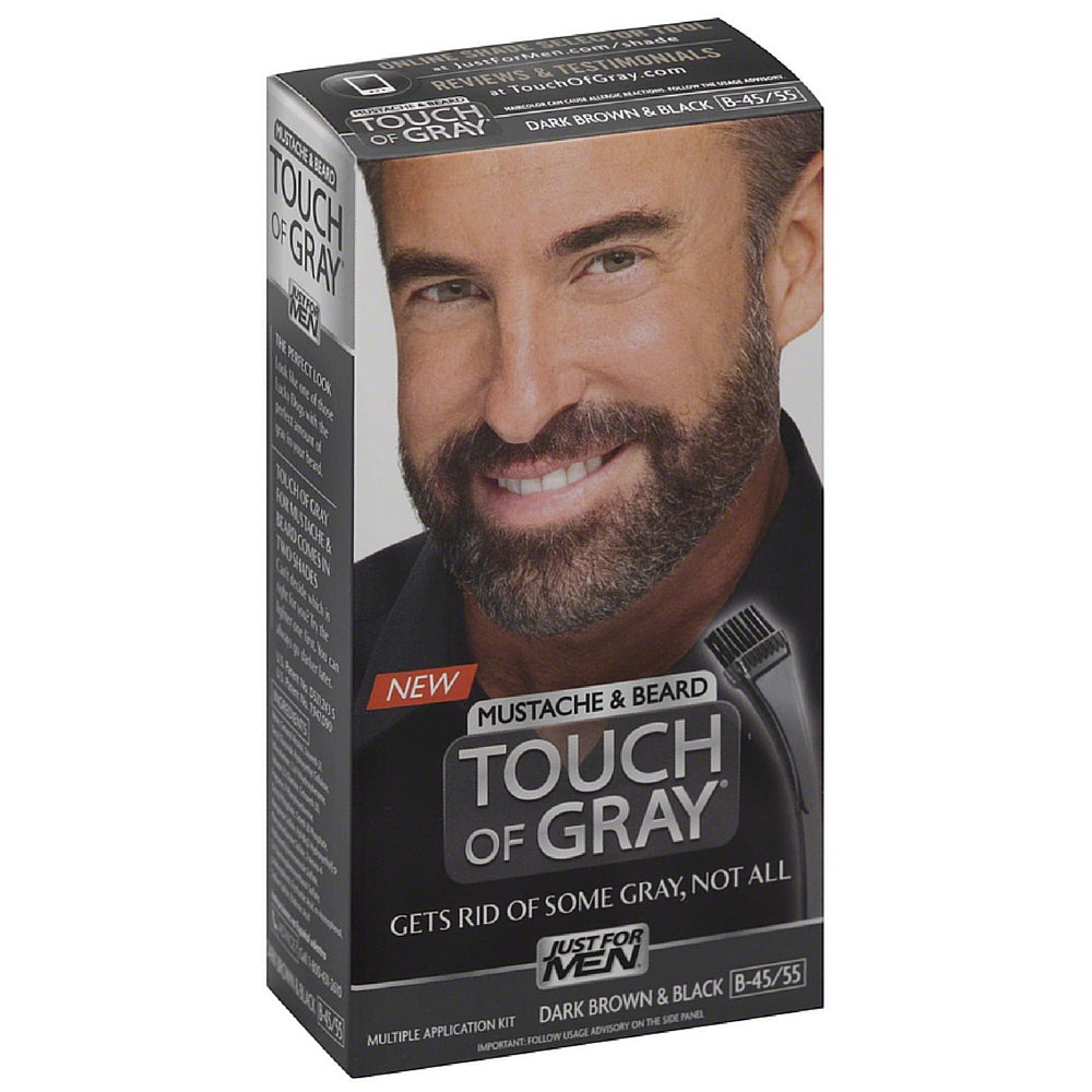 Just For Men Touch Of Gray Mustache & Beard Hair Treatment, Dark Brown & Black 1 Ea
