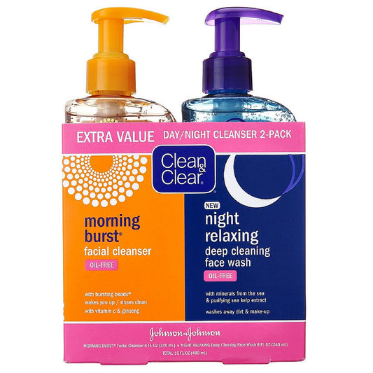 Clean & Clear Morning Burst&Night Relaxing Cleansing Face Wash Pack 1 Ea