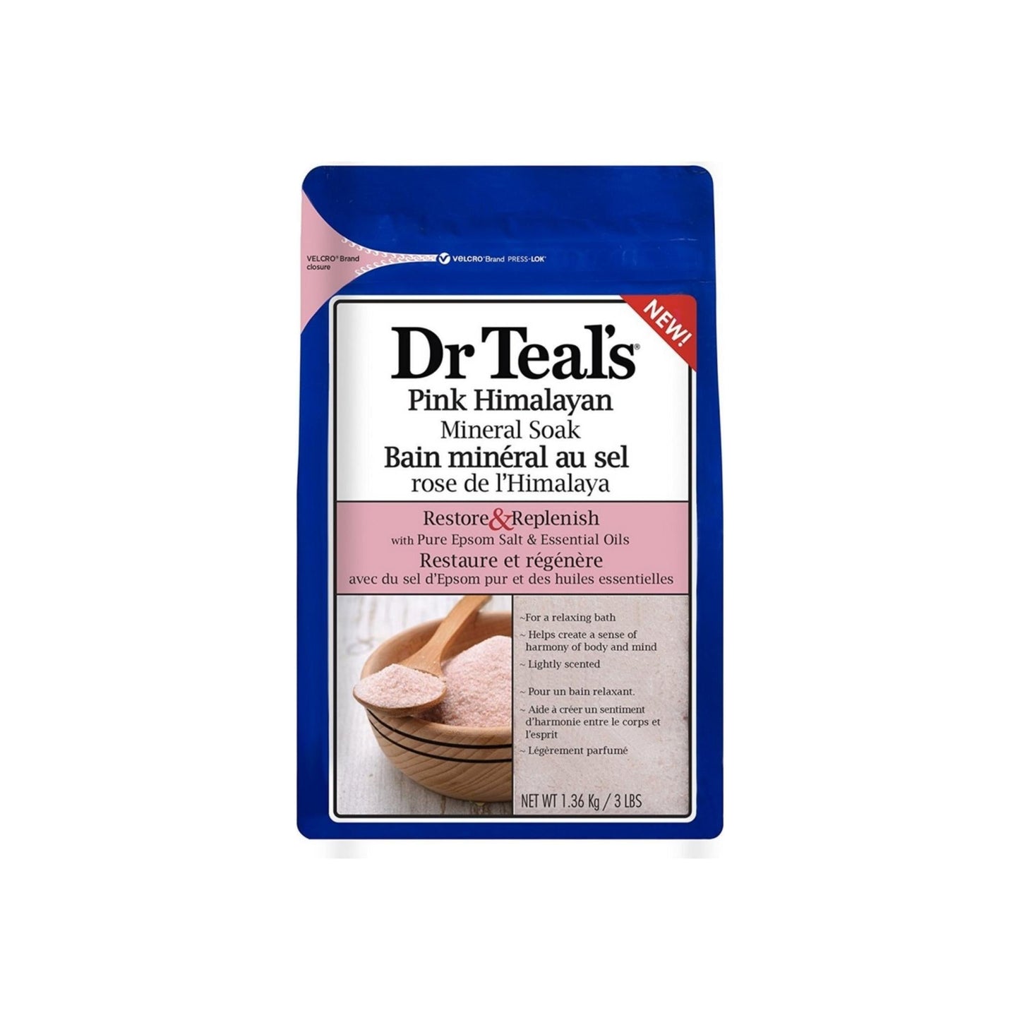 Dr Teal'S Restore & Replenish Pure Epsom Salt & Essential Oils, Pink Himalayan 48 Oz