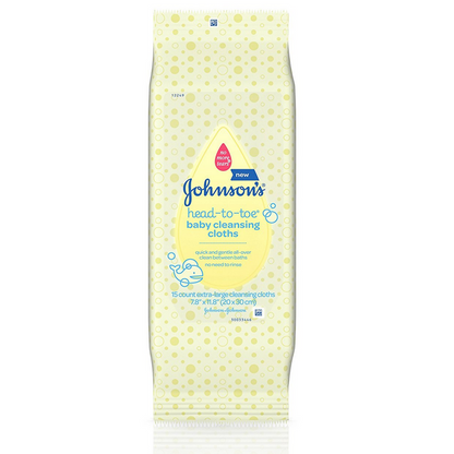 Johnsons Head-To-Toe Baby Cleansing Cloths 15 Ea