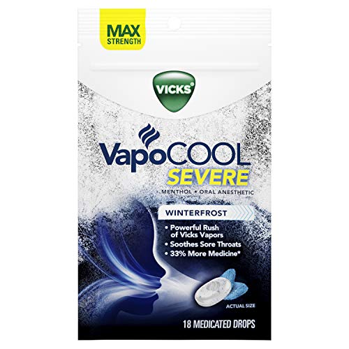 Vicks Vapocool Severe Medicated Drops, Winterfrost, 18 Ea