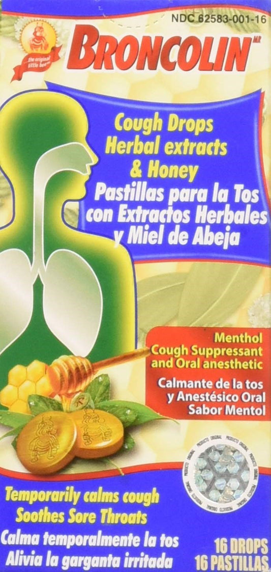 Broncolin Herbal Hard Candy, Honey & Peppermint 1.4 Oz