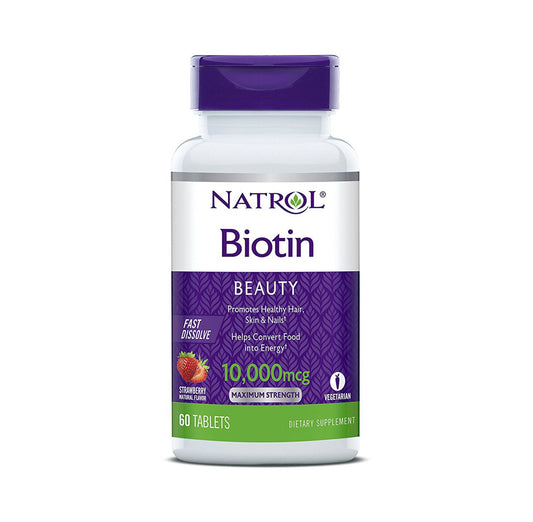 Natrol Biotin 10,000 Mcg Fast Dissolve Tablets, Strawberry 60 Ea