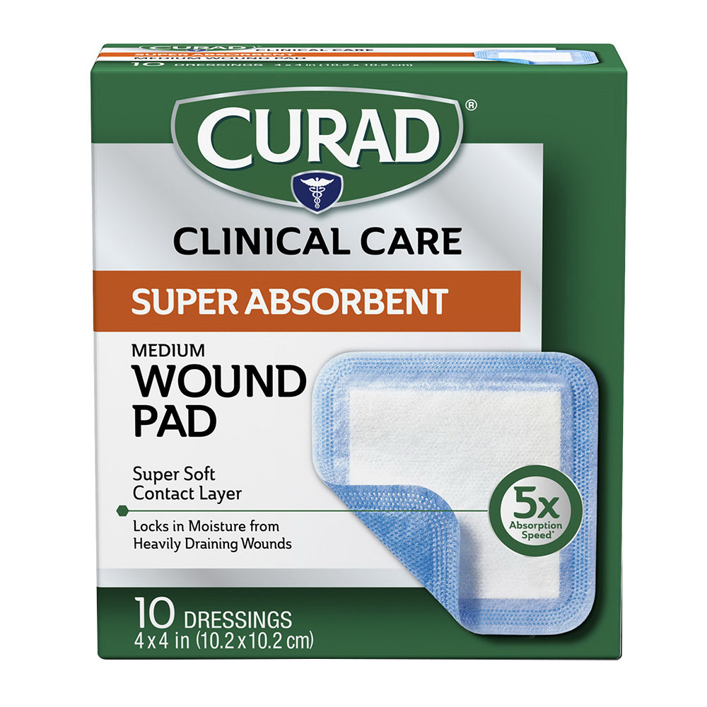 Curad Super Absorbent Wound Pad, Medium, 10 Count