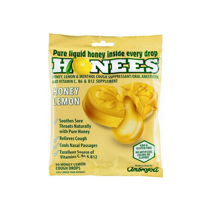 Honees Cough Drops, Honey Lemon 20 Ea