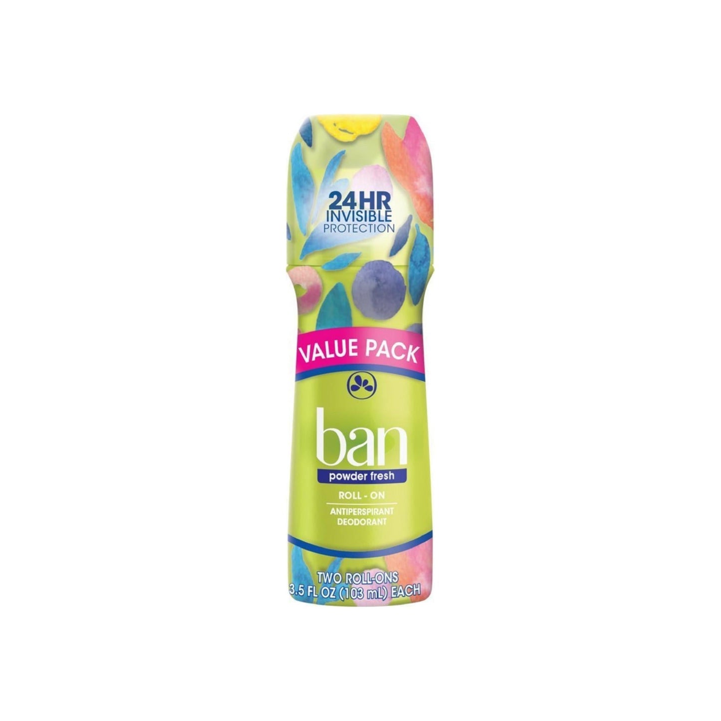 Ban Roll-On Antiperspirant Deodorant, Twin Pack, Powder Fresh 7 Oz