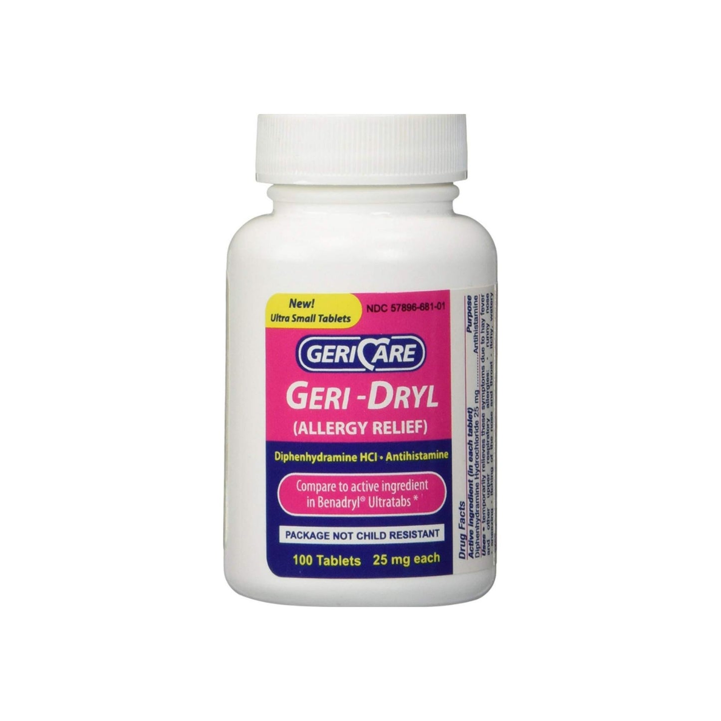 Allergy Relief Otc (Compare To Benadryl Ultratabs) Diphenhydramine Hcl Antihistamine 25Mg 100 Ea