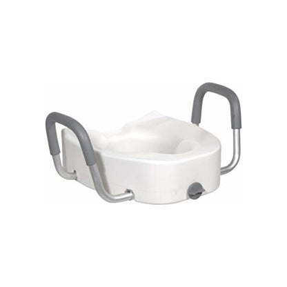Drive Medical Premium Plastic Raised Toilet Seat With Lock And Padded Armrests, Elongated 1 Ea