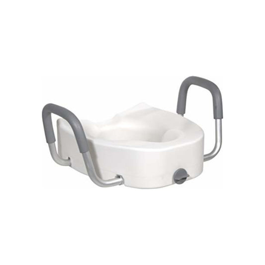 Drive Medical Premium Plastic Raised Toilet Seat With Lock And Padded Armrests, Elongated 1 Ea