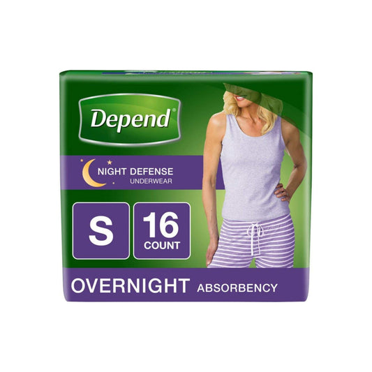 Adult Absorbent Underwear Depend Night Defense Pull On Small Disposable Heavy Absorbency - 16 Ea