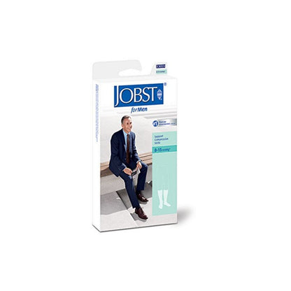 Jobst Supportwear Mens Light Weight Dress Socks, Knee High 8-15 Mmhg, White, Medium