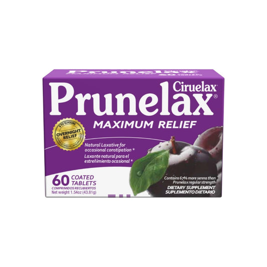 Prunelax Ciruelax Laxative Dietary Supplement Coated Tablets Maximum Relief, 60 Ea