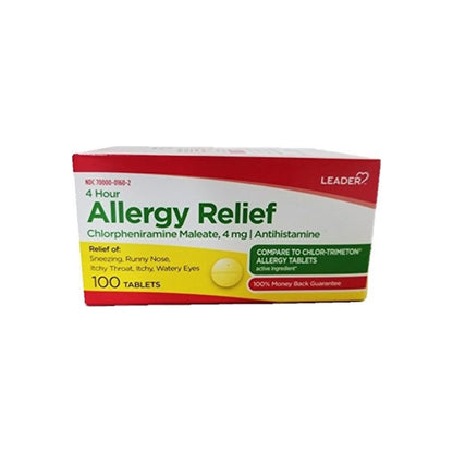 Leader 4 Hour Allergy Relief, 100 Ea