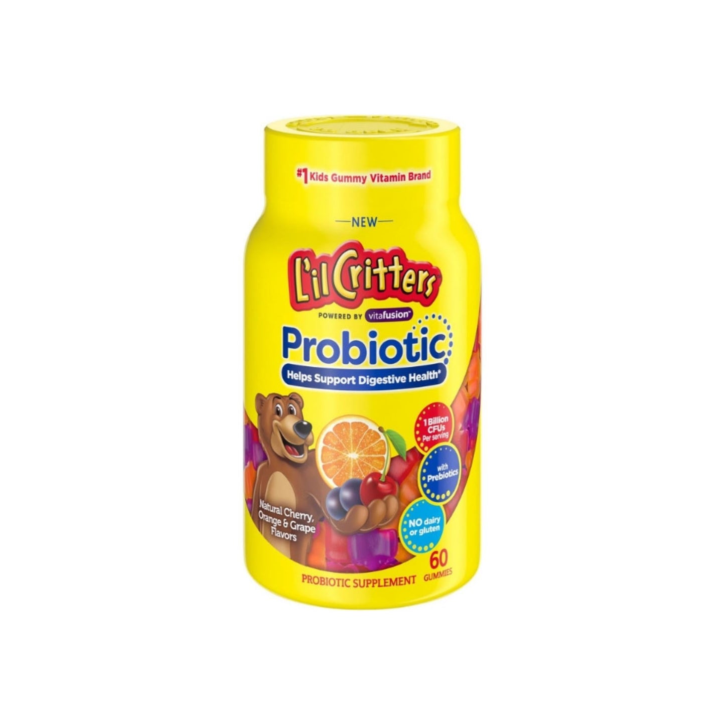 L'Il Critters Probiotic Gummies, Cherry, Orange & Grape, 60 Ea
