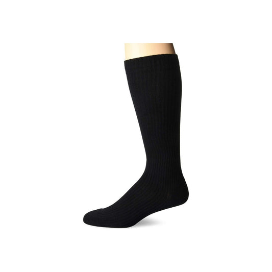 Md Usa Ribbed Cotton Compression Socks With Cushion Soles, Black, Large, 1 Ea