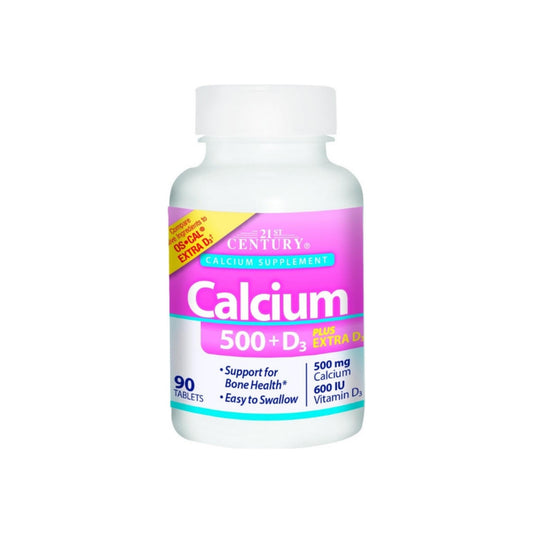 21St Century Calcium Plus Extra D Caplets, 500 Mg, 90 Ea