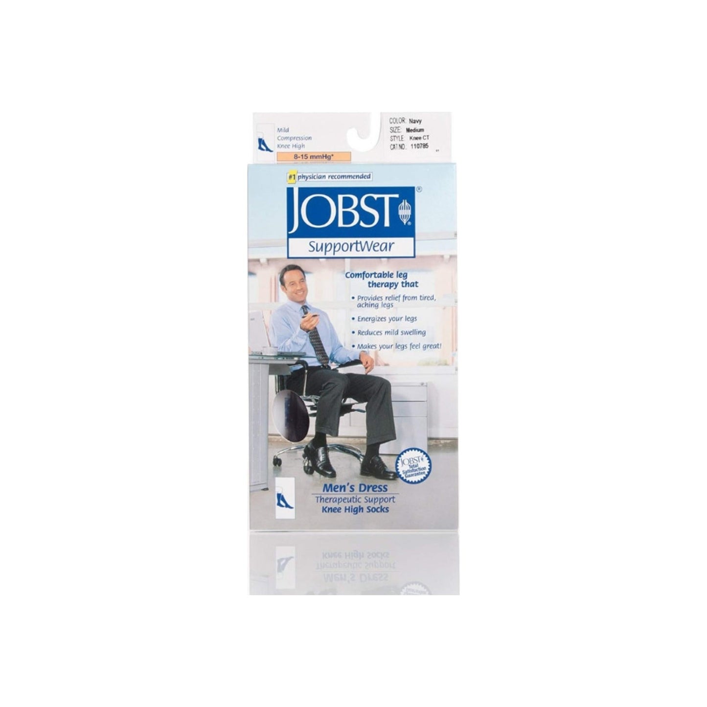 Jobst Men'S Dress Knee High 8-15 Closed Toe Socks, Navy, Medium 1 Pair