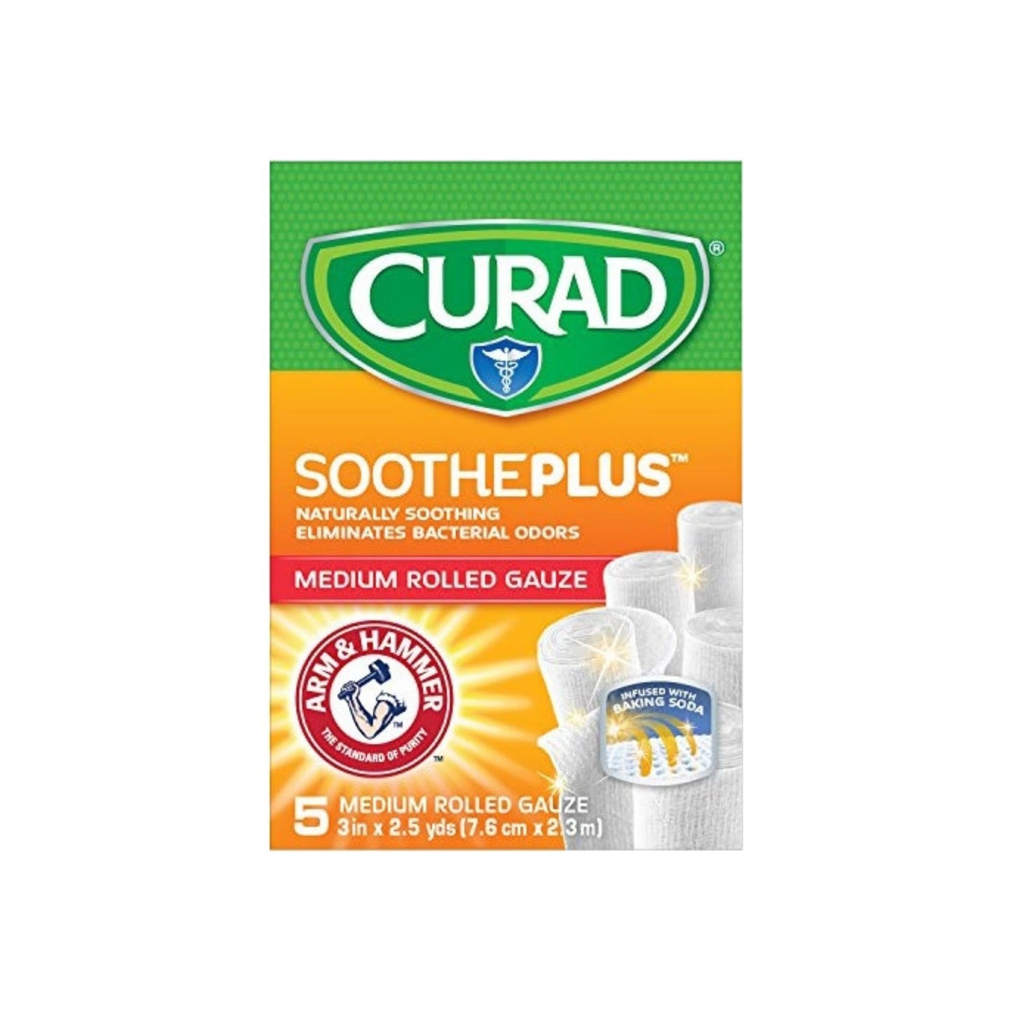 Curad Soothe Plus Medium Rolled Gauze, 5 Ea