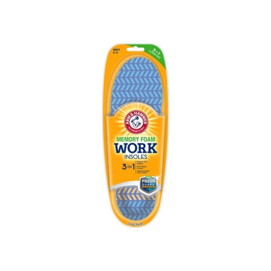 Arm & Hammer Memory Foam Work Insoles, Men'S Sizes 8-13, 1 Pair