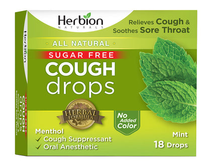 Herbion Naturals Sugar-Free Cough Drops With Natural Mint Flavor, 18 Ea