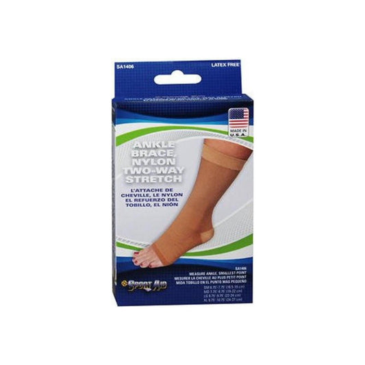 Sport Aid Nylon Ankle Brace Slip-On Two-Way Stretch, Beige, Small, 1 Ea