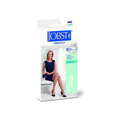 Jobst Ultra Sheer 8-15Mmhg Support Compression Stockings Thigh High, Black, Medium, 1 Pair