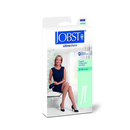 Jobst Ultra Sheer 8-15 Mmhg Thigh High Support Compression Stockings, Silky Beige, Small, 1 Pair