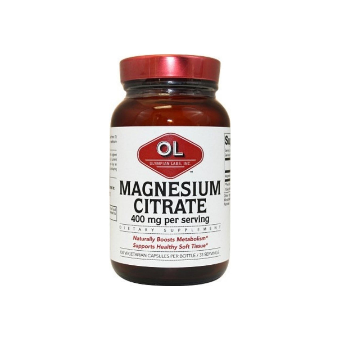 Olympian Labs Magnesium Citrate Vegetarian Capsules 400 Mg, 100 Ea