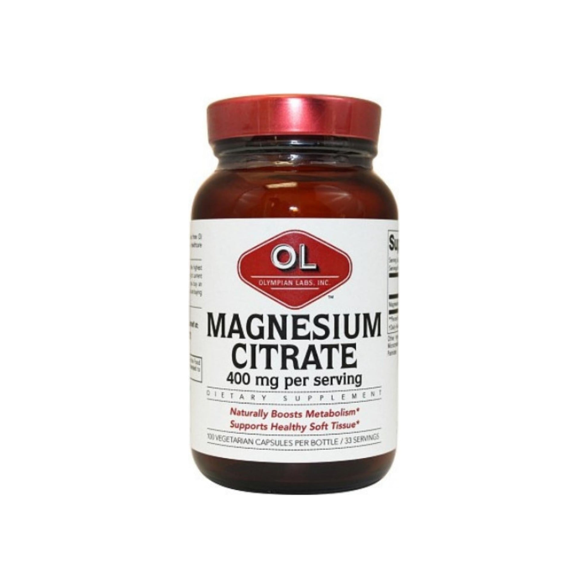 Olympian Labs Magnesium Citrate Vegetarian Capsules 400 Mg, 100 Ea