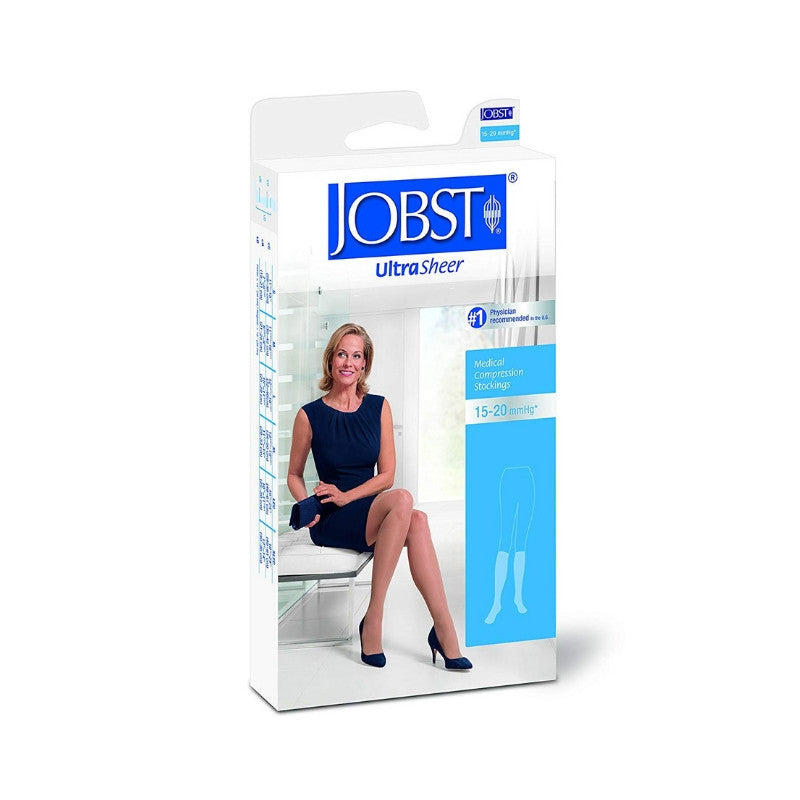 Jobst Ultrasheer Knee High 15-20 Mmhg Compression Stockings, Closed Toe, Black, Medium, 1 Pair