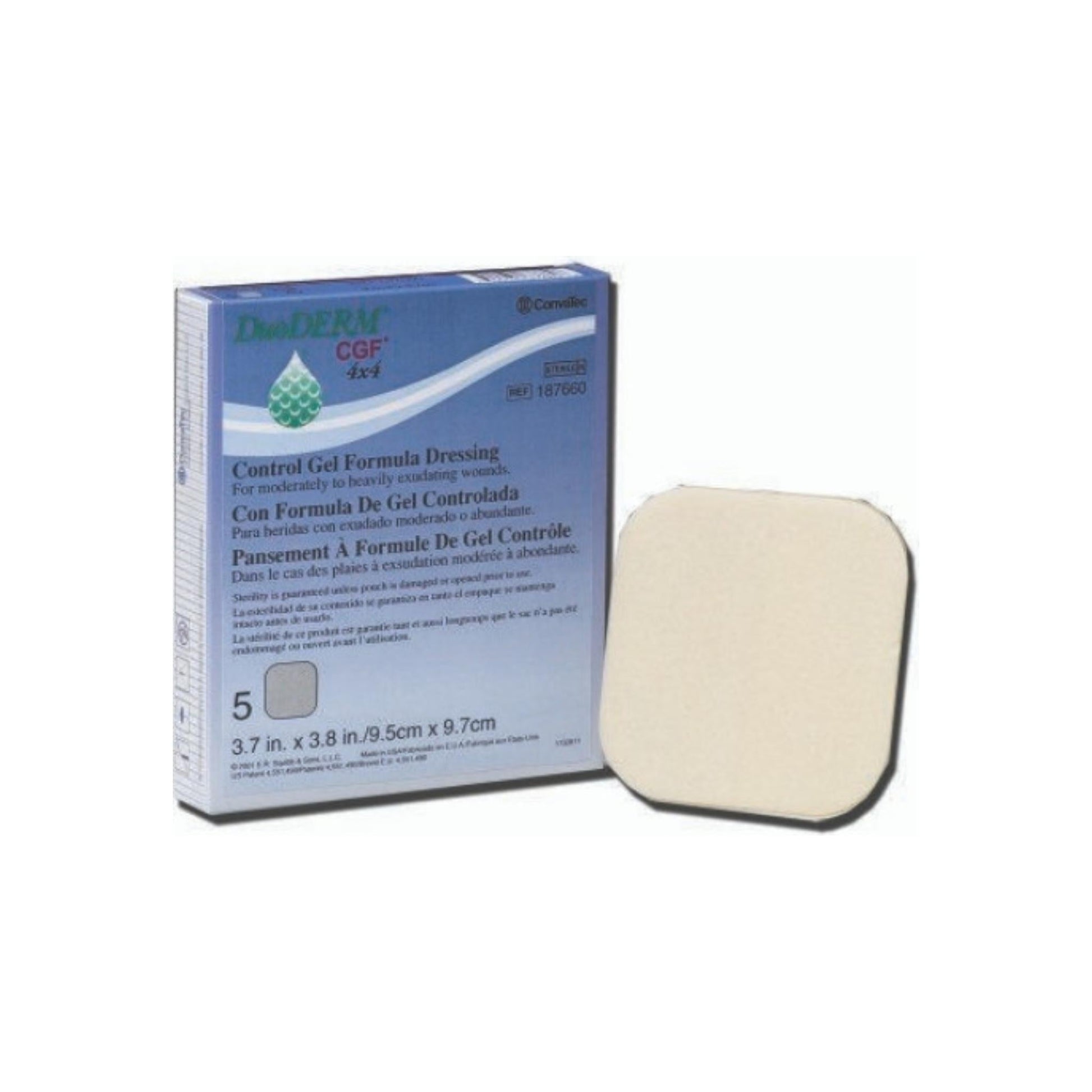 Hydrocolloid Dressing Duoderm Cgf 4 X 4" Square Sterile