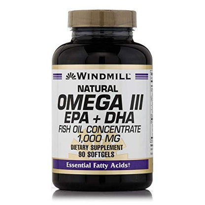 Windmill Natural Omega Iii Epa + Dha Fish Oil Concentrate 1000 Mg Softgels 90 Soft Gels