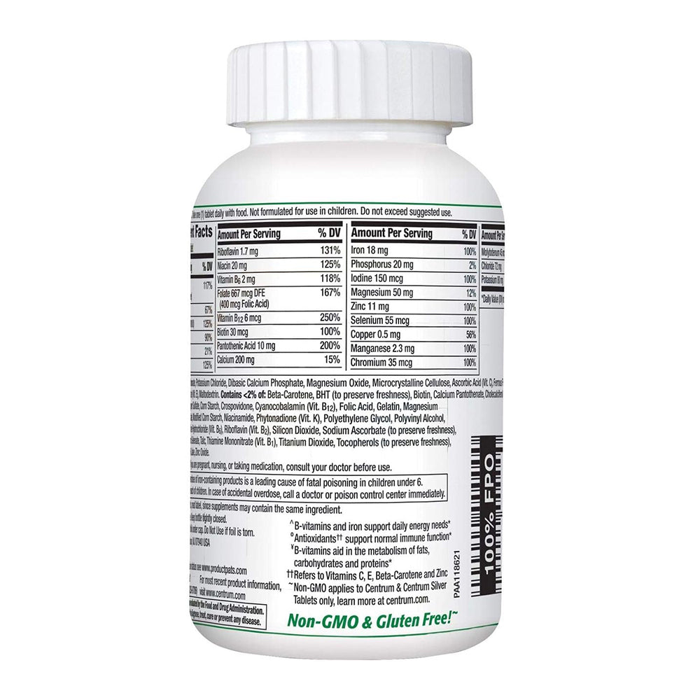 Centrum Adult Multivitamin Free Mineral Supplement Energy Tablets, 200 Ea