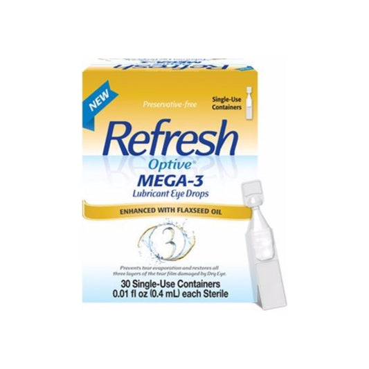 Refresh Optive Mega-3 Lubricant Single-Use Sterile Containers Eye Drops 30 Ea