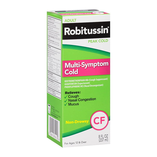 Robitussin Peak Cold Multi Symptom Syrup, Non Drowsy - 8 Oz