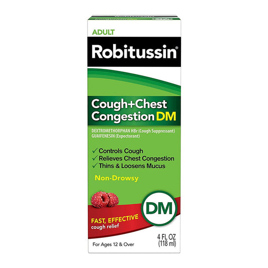 Robitussin Adult Cough And Chest Congestion Dm Cough Relife Suppressant, Non-Drowsy, 4 Oz