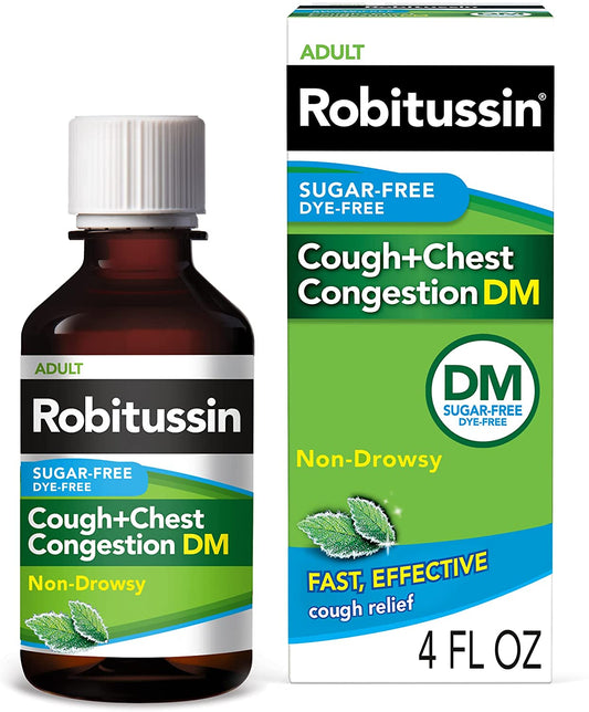 Robitussin Adult Cough Plus Chest Congestion Dm Liquid Sugar Free, 4 Oz