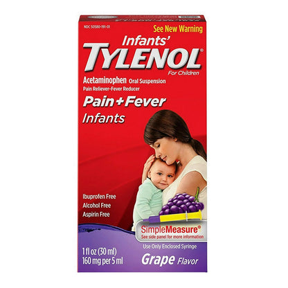Tylenol Pain + Fever Infants, Grape Flavor 1 Oz