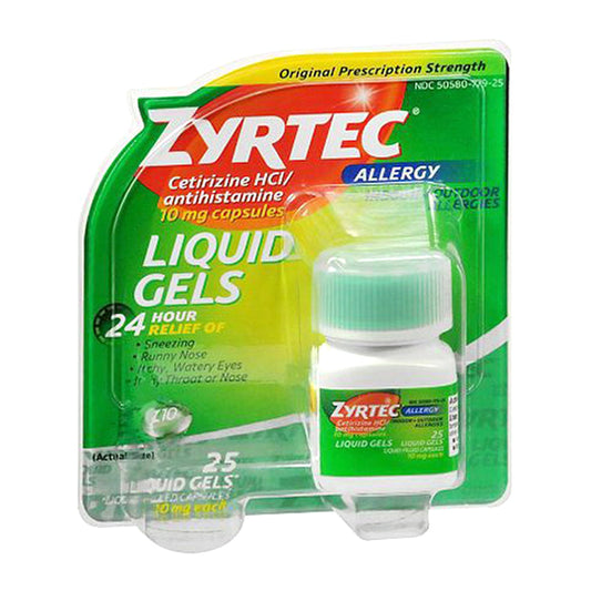 Zyrtec Allergy Liquid Gels 24 Hours Relief For Indoor, Outdoor - 25 Ea