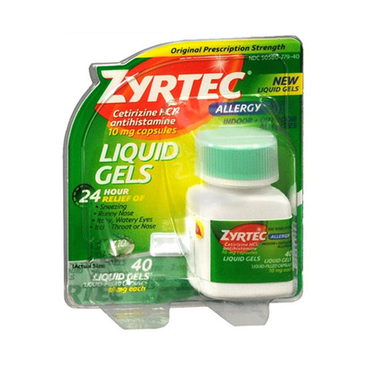 Zyrtec Cetirizine Hcl Astihistamin 10 Mg Liquid Gels - 40 Ea