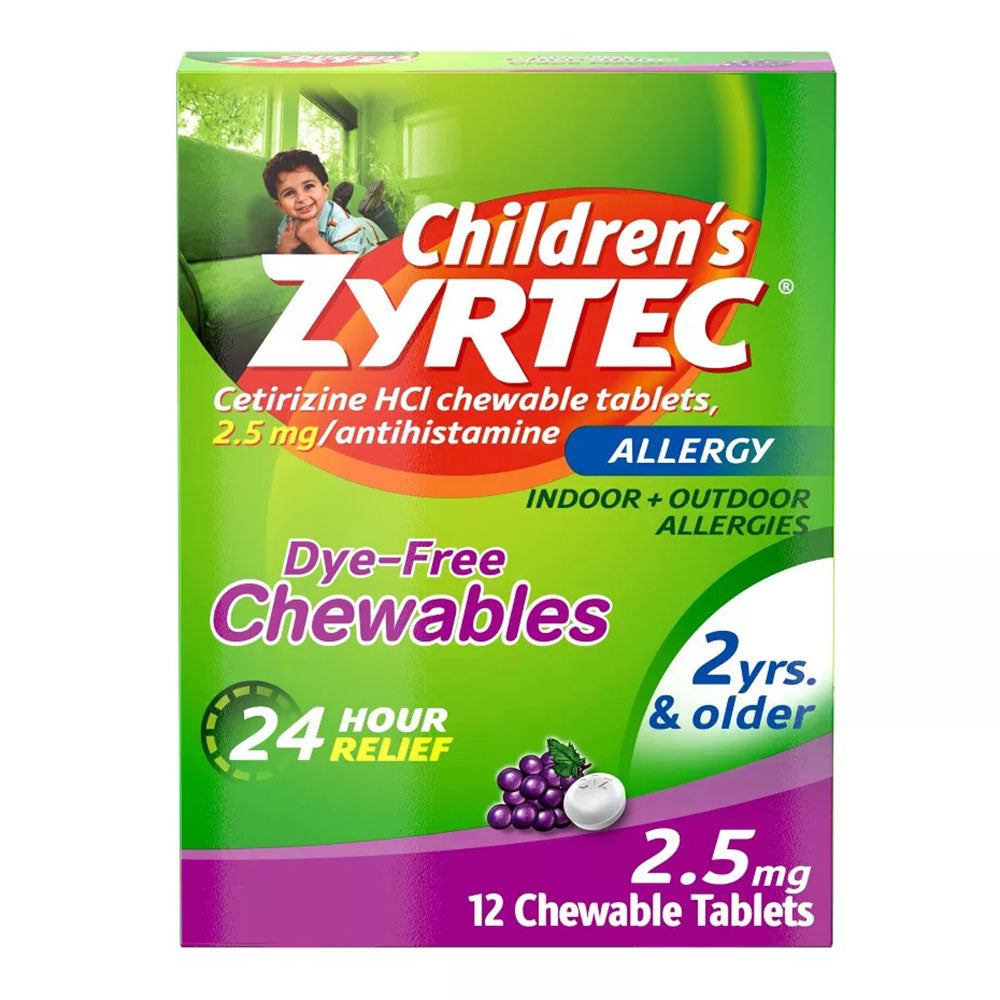 Zyrtec Children'S Dye-Free Chewables For 24 Hour Allergy Relief, 24 Count