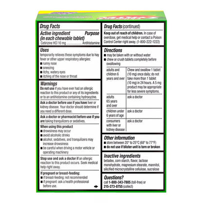 Zyrtec Children'S Dye-Free Chewables For 24 Hour Allergy Relief, 24 Ct