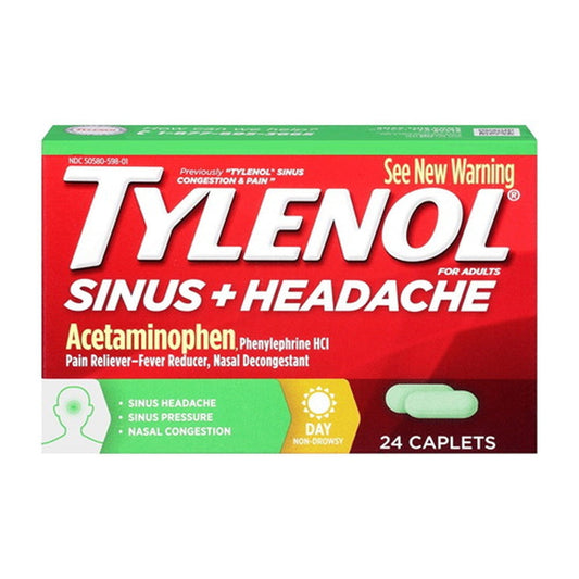 Tylenol Sinus + Headache Non-Drowsy Caplets, Sinus Pressure & Congestion Relief, 24 Ct