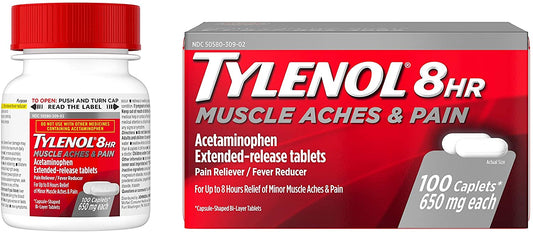Tylenol 8 Hour Muscle Aches & Pain Acetaminophen Tablets For Muscle & Joint Pain, 100 Ct