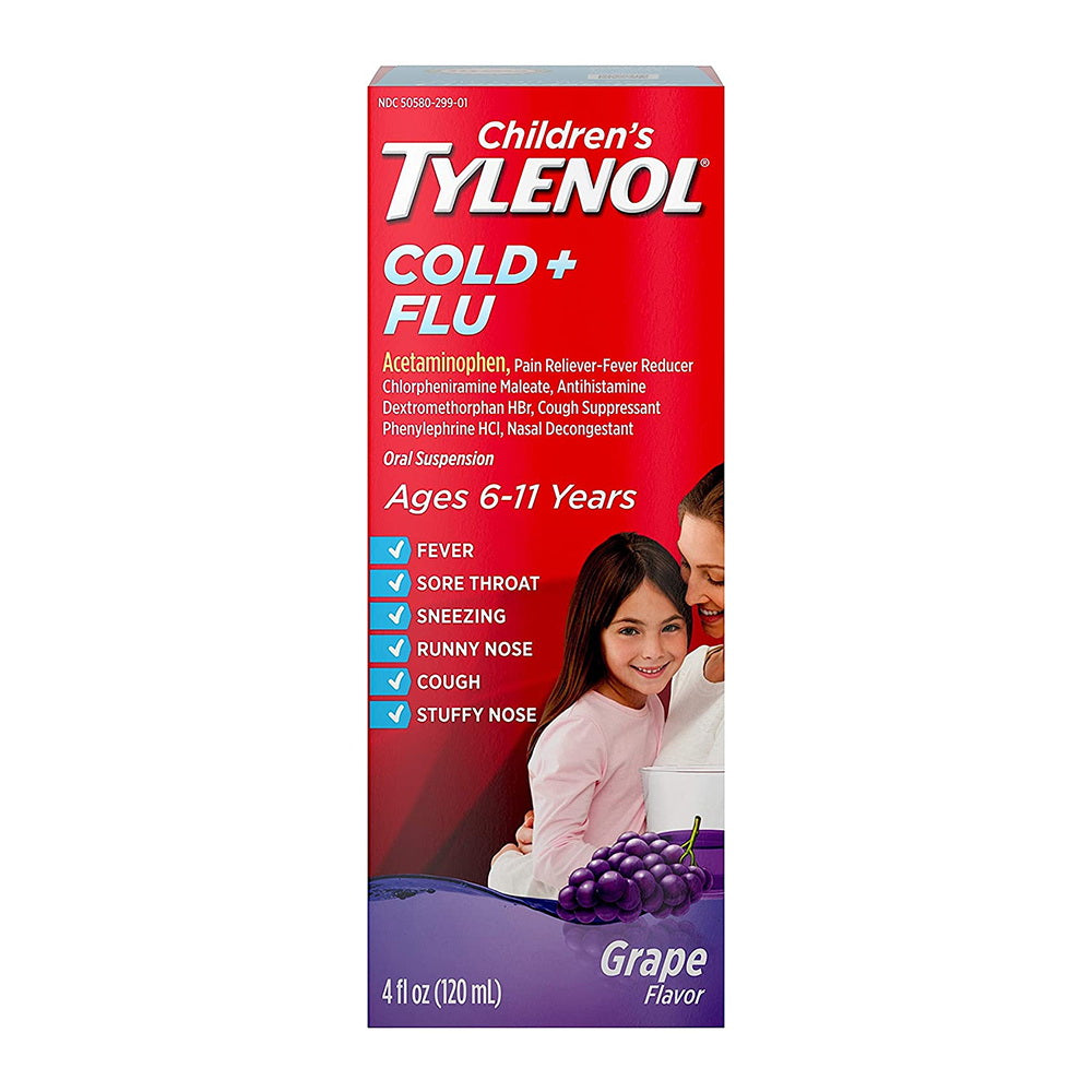 Tylenol Children'S Cold + Flu Oral Suspension, Grape 4 Oz